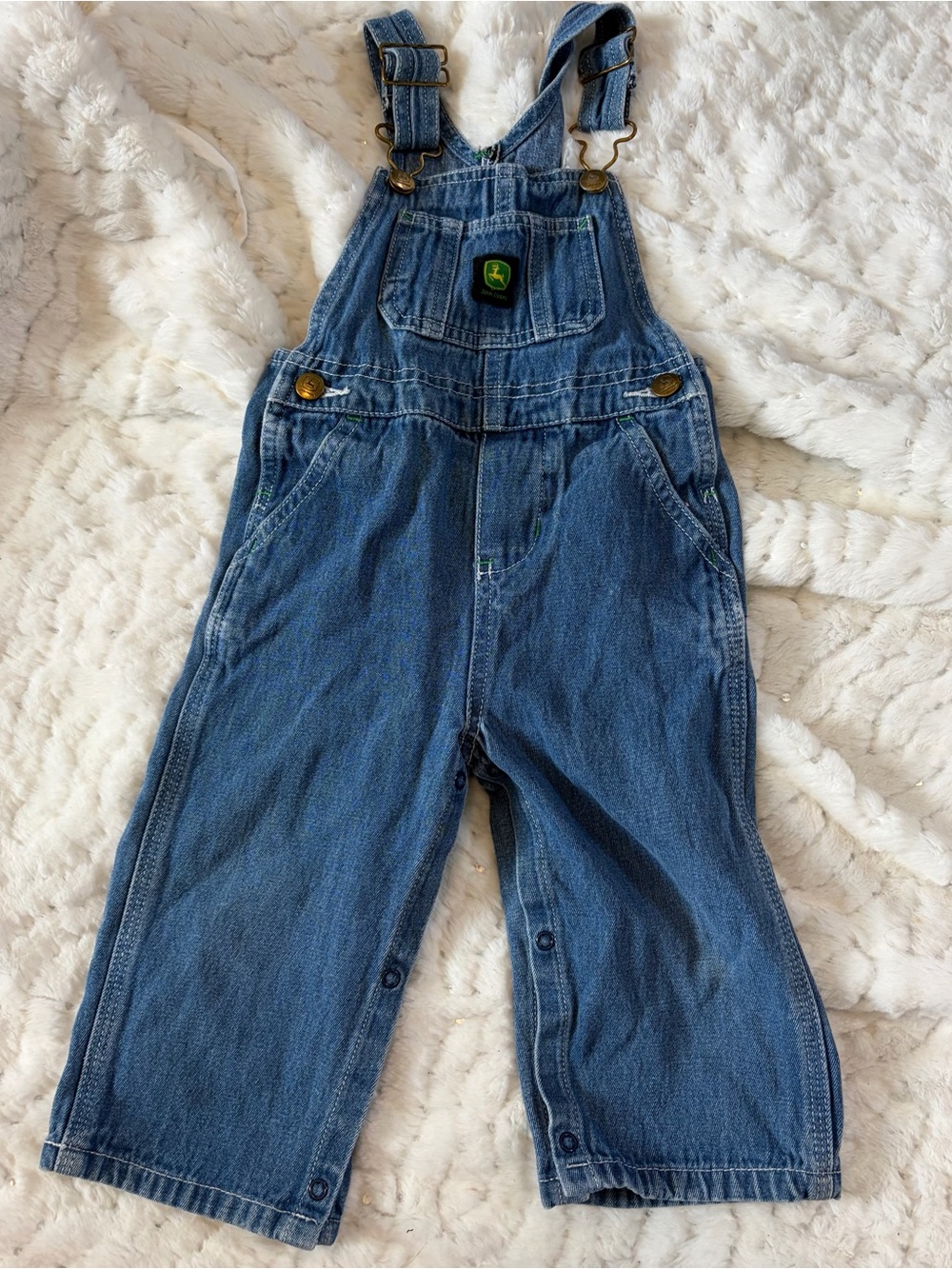John Deere Baby Boy Denim Overalls 18M Blue Jean Bib Overalls